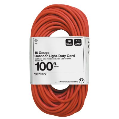100 FT., 10 AMP, 16 GAUGE ORANGE OUTDOOR EXTENSION CORD