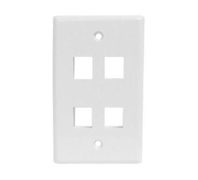 DYNACOM SINGLE-GANG 4-HOLE FACEPLATE (WHITE)