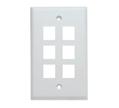 DYNACOM SINGLE-GANG 6-HOLE FACEPLATE (WHITE)