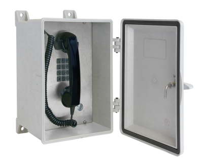 GAI-TRONICS WEATHERPROOF ENCLOSURE BOX WITH TELEPHONE WITH LOCKING DOOR (GRAY)