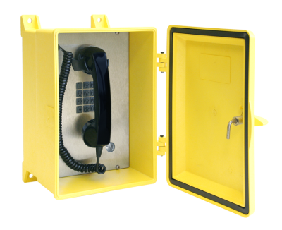 GAI-TRONICS WEATHERPROOF ENCLOSURE BOX WITH TELEPHONE WITH LOCKING DOOR (YELLOW)