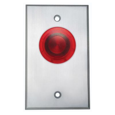 PUSH TO EXIT, SINGLE GANG PLATE, RED BUTTON ILLUMINATED PUSH/PULL