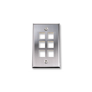 DYNACOM SINGLE-GANG 6-HOLE FACEPLATE, STAINLESS STEEL
