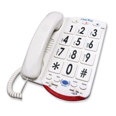 CLARITY JV35W AMPLIFIED BIG BUTTON TELEPHONE WITH TALK NUMBERS, WHITE