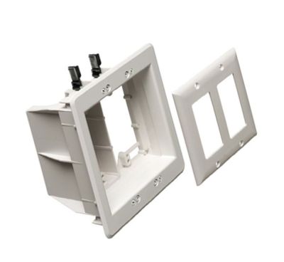 RECESSED TV BOX 2-GANG RECEPTACLE POWER+LV (WHITE)
