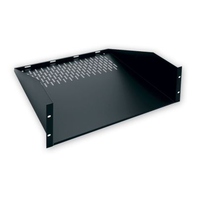 SINGLE-SIDED STEEL 1/2 VENTED RACK SHELF, 3-1/2" HIGH, 17" x 19" - BLACK