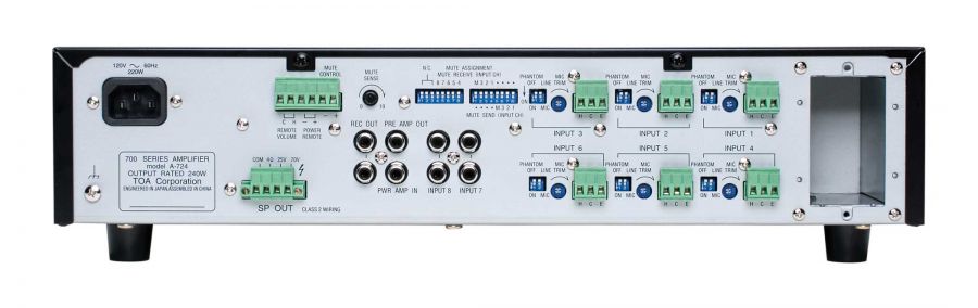 TOA A-812D 6-CHANNEL, 120 WATT MIXER AMPLIFIER TOA A-812D 6-CHANNEL, 120 WATT MIXER AMPLIFIER