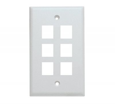 DYNACOM SINGLE-GANG 6-HOLE FACEPLATE (WHITE)