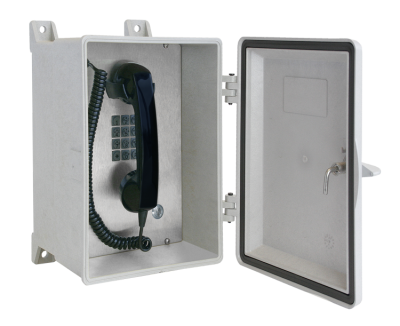 GAI-TRONICS WEATHERPROOF ENCLOSURE BOX WITH TELEPHONE WITH SPRING LOADED DOOR (GRAY)