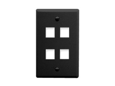 DYNACOM SINGLE-GANG 4-HOLE FACEPLATE (BLACK)