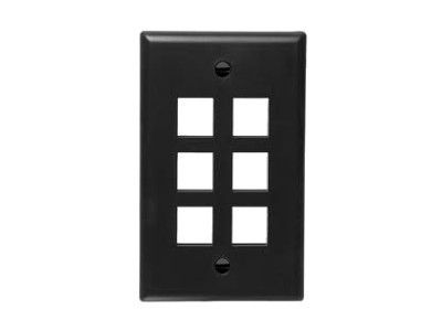 DYNACOM SINGLE-GANG 6-HOLE FACEPLATE (BLACK)