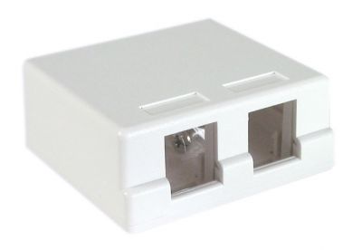 DYNACOM 2-PORT SURFACE MOUNT BOX (WHITE)