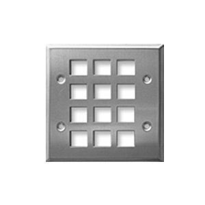 DYNACOM DOUBLE-GANG 12-HOLE FACEPLATE, STAINLESS STEEL