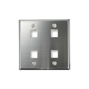 DYNACOM DOUBLE-GANG 4-HOLE FACEPLATE, STAINLESS STEEL