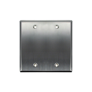DYNACOM DOUBLE-GANG BLANK FACEPLATE, STAINLESS STEEL