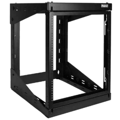 HOFFMAN 19" x 24" x 27" EQUIPMENT SWING-OUT RACK - WALL MOUNTABLE, 12RU, 100# - BLACK