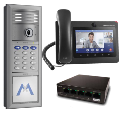 MOBOTIX IP T26 6MP VIDEO DOOR STATION WITH IP PHONE & GB DATA SWITCH - INCLUDES PROGRAMMING, SILVER (NEW)