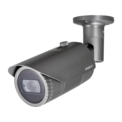 HANWHA QNO-6082R1 Q SERIES 2MP IR WDR IP BULLET CAMERA WITH MOTORIZED VARIFOCAL LENS, DARK GREY