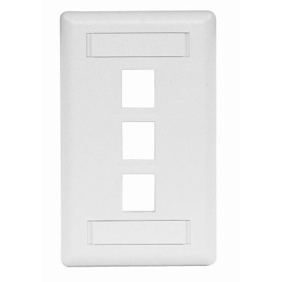 HUBBELL SINGLE-GANG 3-HOLE FACEPLATE (WHITE)