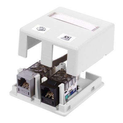HUBBELL 2-PORT SURFACE MOUNT BOX (WHITE)